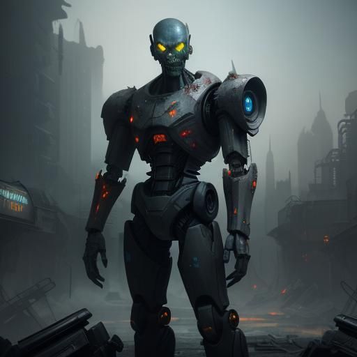 Alien Zombie in Ruined Cityscape: Matte Painting