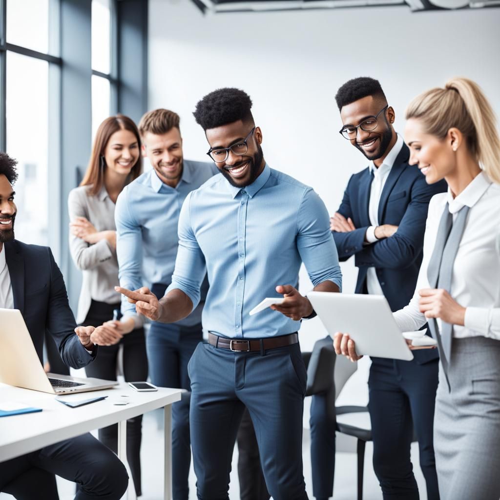 Young Entrepreneur Leads Business Startup Team