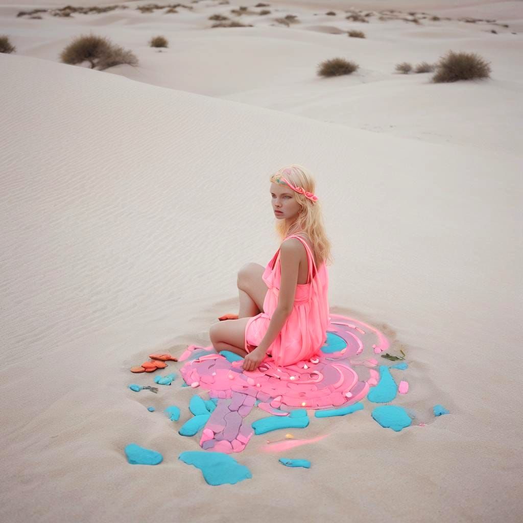 Neon Goddess in Surreal Style