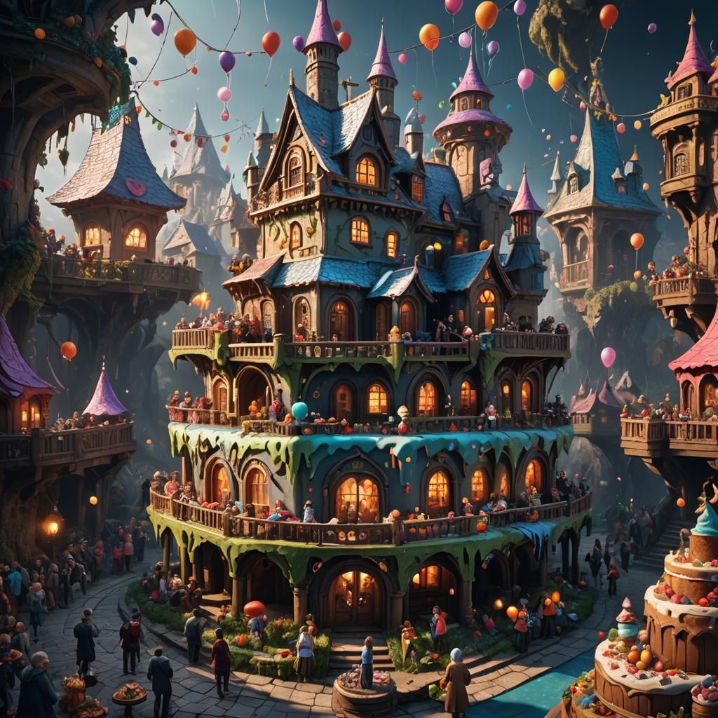 Fantastical Cake House Party in Deep Color