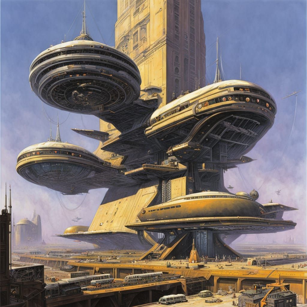 Surreal Futuristic Cityscape by Peter Elson