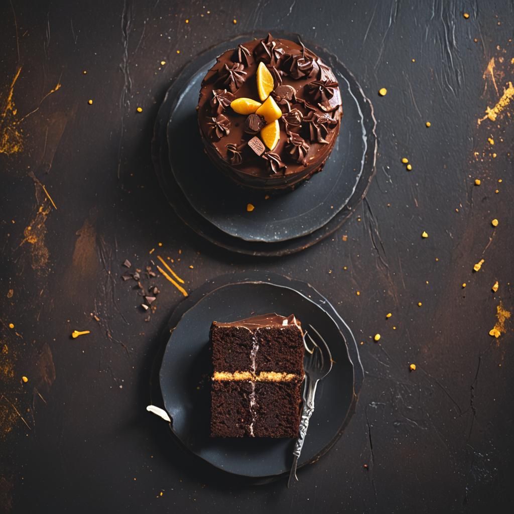 Moist Chocolate Cake Slice in Cinematic Style