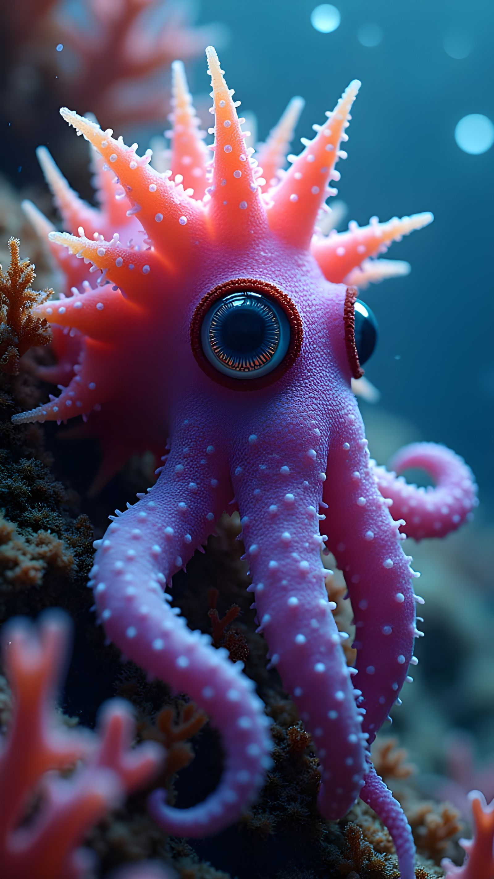 Vibrant, Slimy, Gnarly Sea Creature in a Dreamy, Psychedelic...