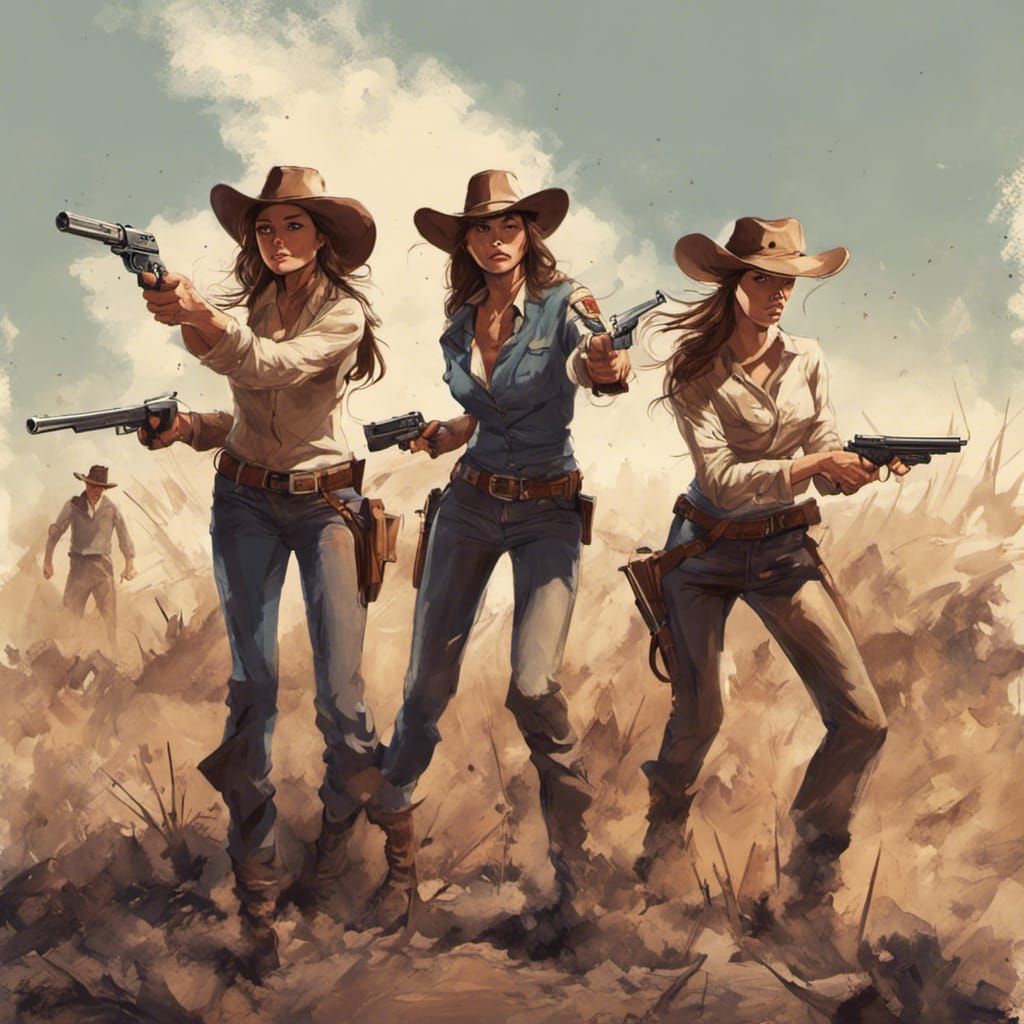 Cowgirl Defenders in a Wild West Shootout