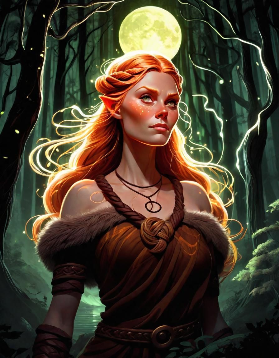 Eerie Viking Woman Portrait in Magical Forest