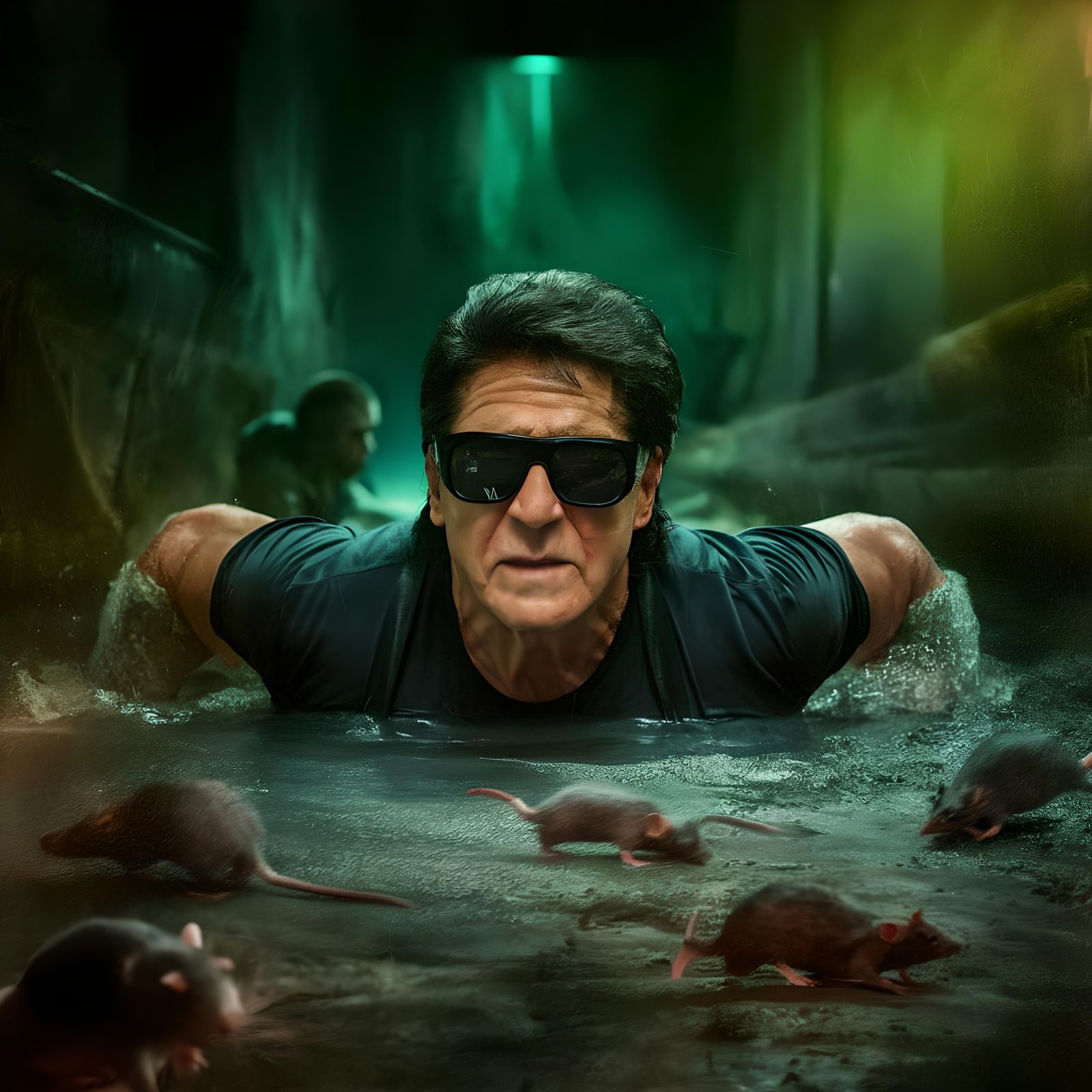 Stallone as Blind Man in Sewer, Cinematic Photo