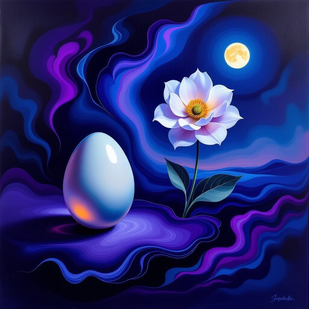 Surrealistic Dreamscapes in Deep Purple and Blue: Melting Eg...