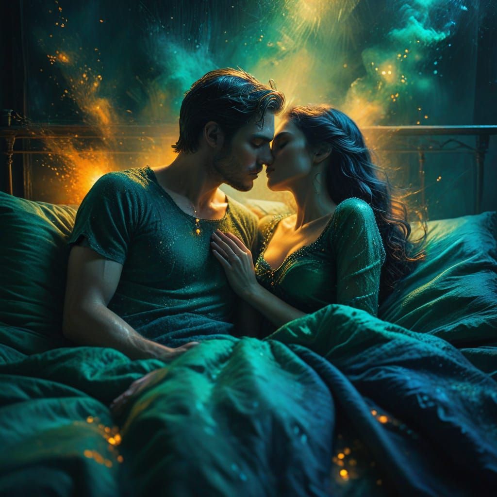 Dreamy Lovers in Intimate Oil Painting