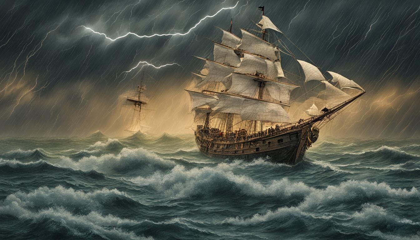 Paper Ship Kites Soar in Lightning Storm