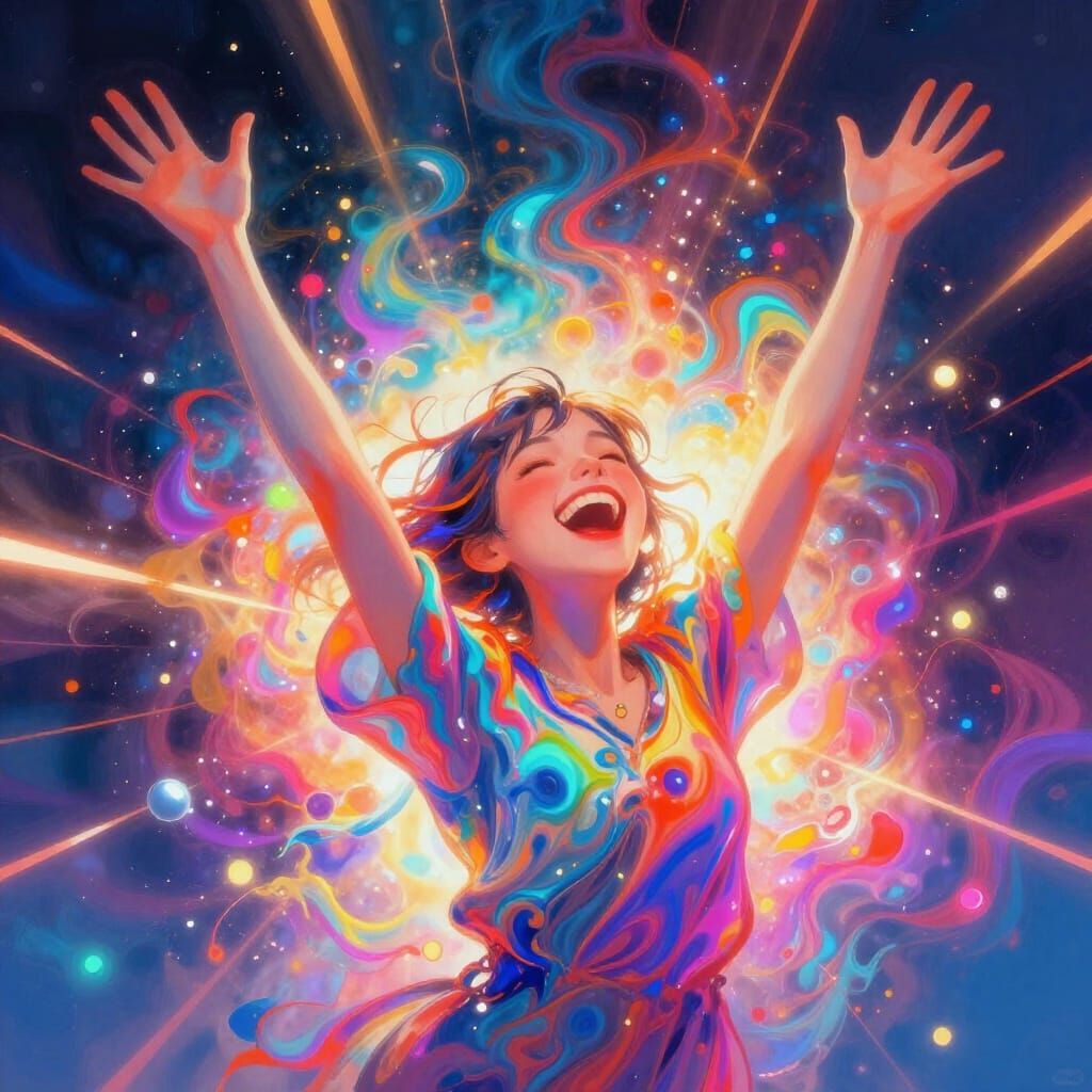 Abstract Euphoria Bursting with Vibrant Iridescent Colors