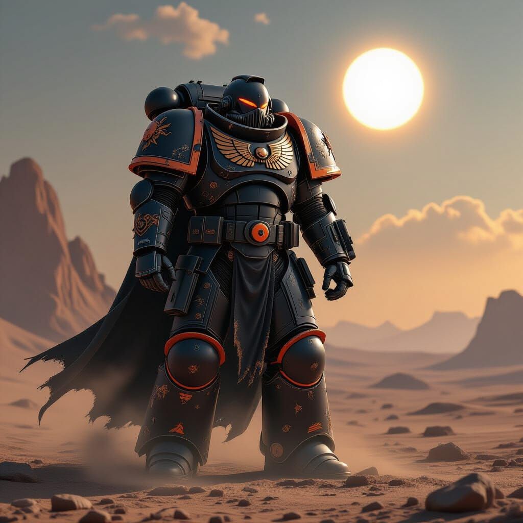 Space Marine on Alien World with Dual Suns