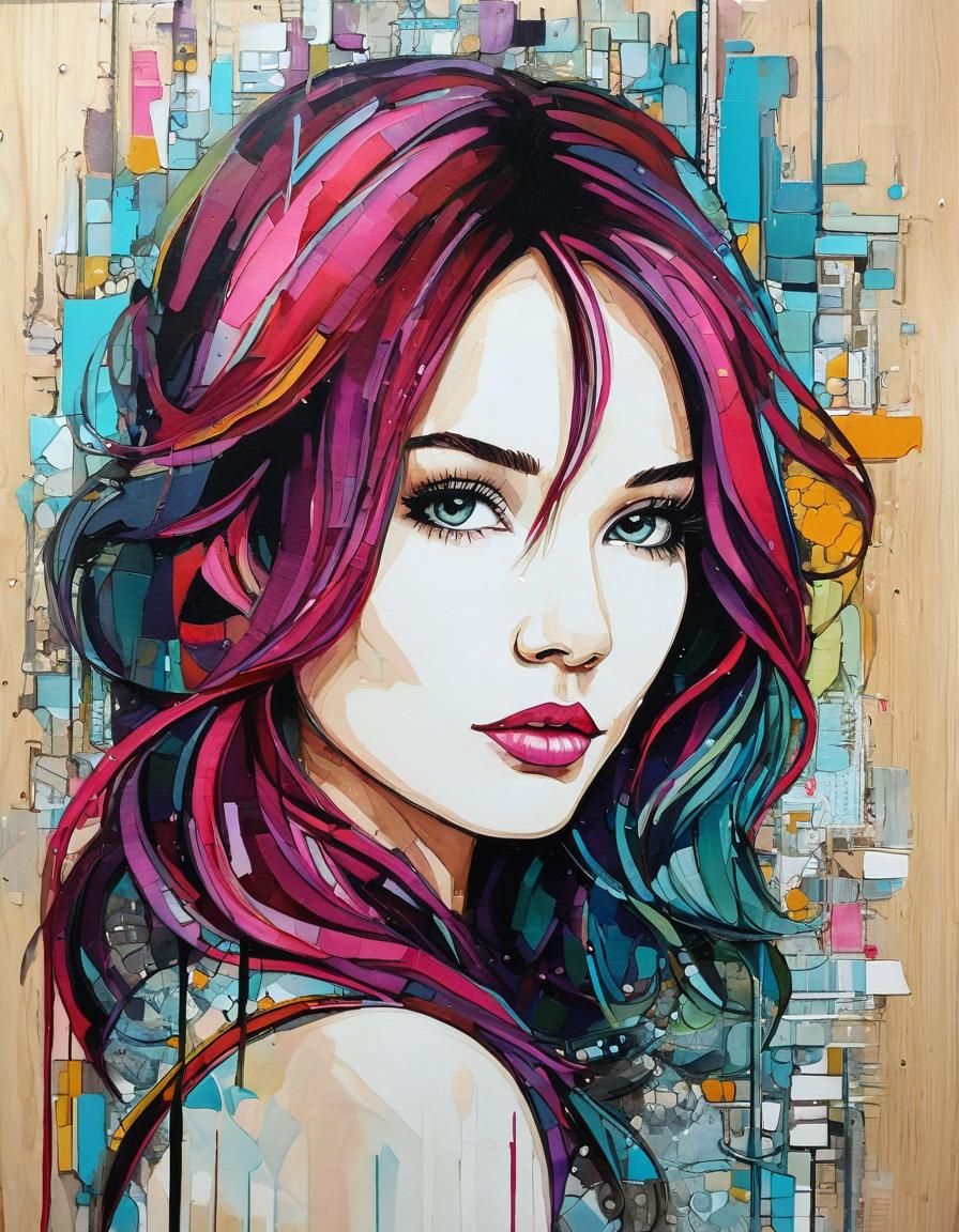 Colorful Mixed Media Portrait