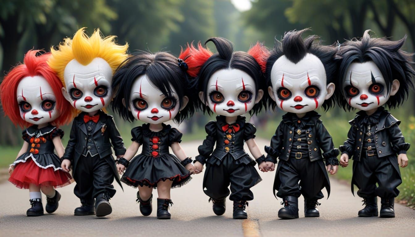 chibi goth clown parade