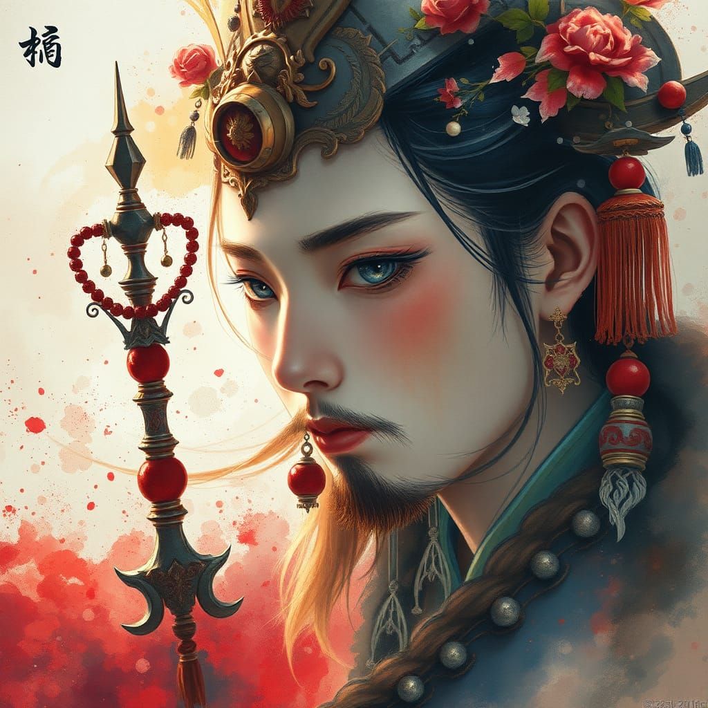Watercolor Fantasy Portrait in Chinese Fairytale Style