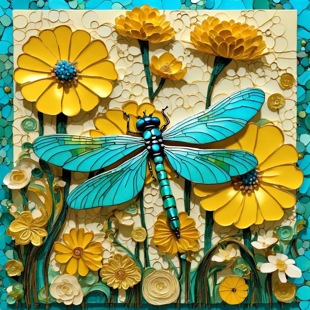 A dragonfly in the flowers garden ..