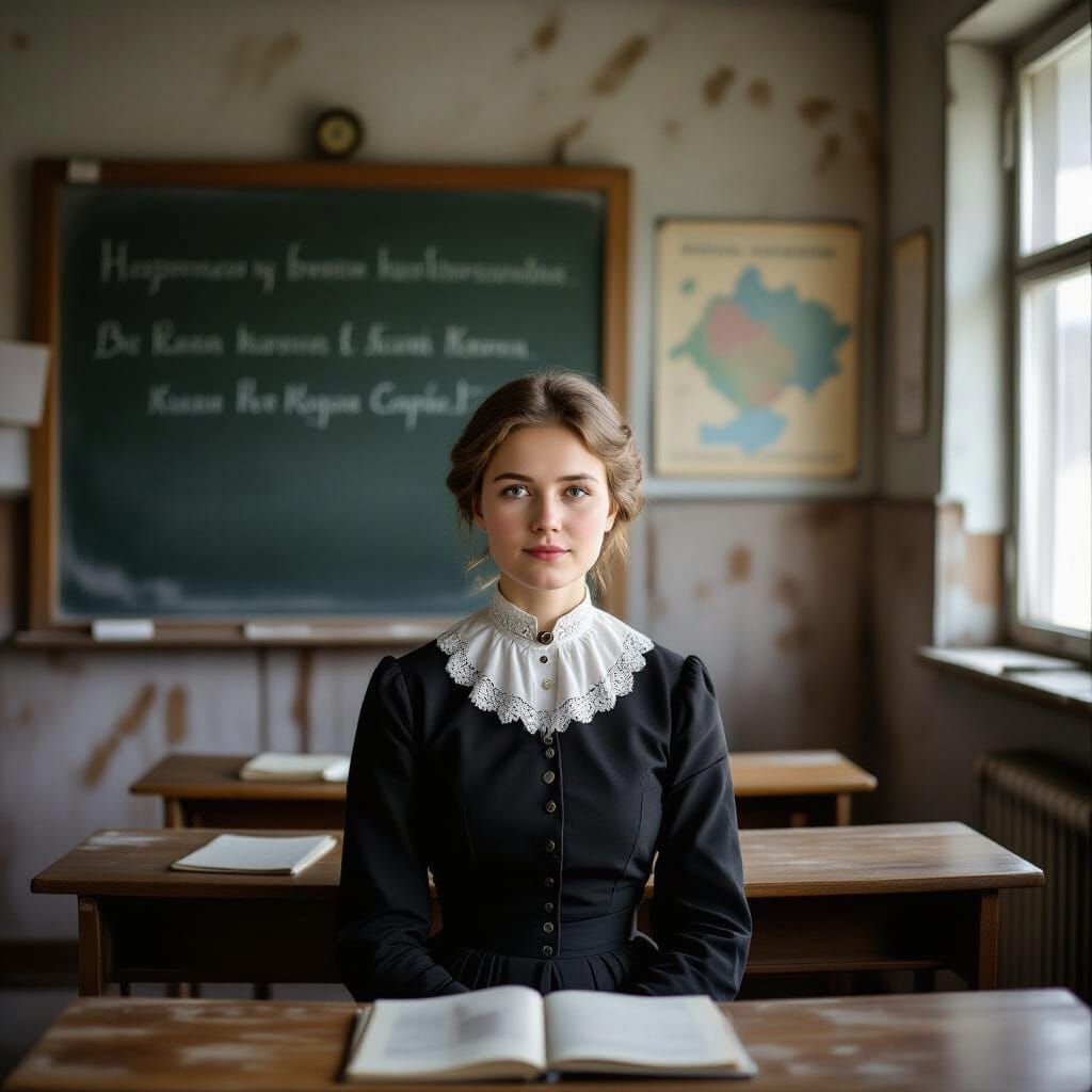 19th Century Russian School Teacher in Humble Classroom