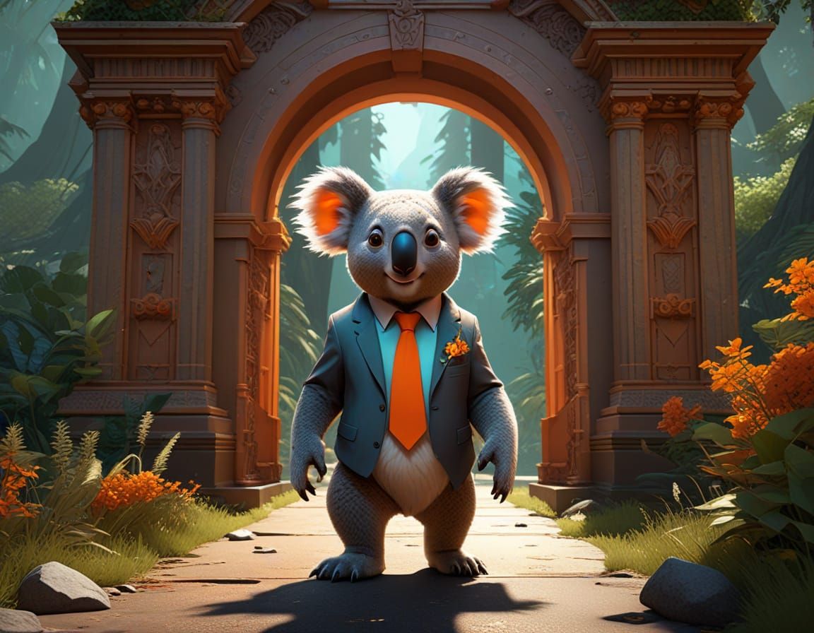 Happy Koala Walks into a Portal