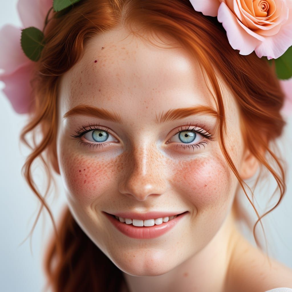 Redhead Portrait with Heterochromia Eyes in Soft Light