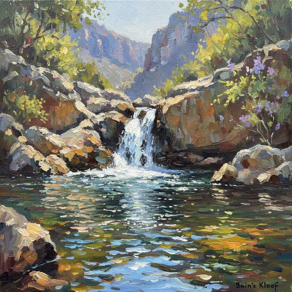 Impressionist Waterfall in Bain's Kloof Ravine