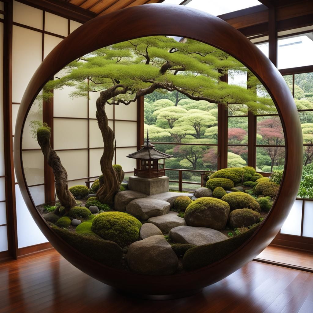 Japanese Garden Encapsulated in Glass Sphere