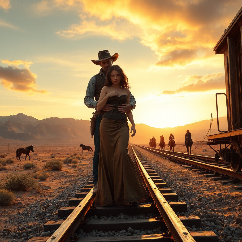 Western Scene: Damsel Tied to Train Tracks
