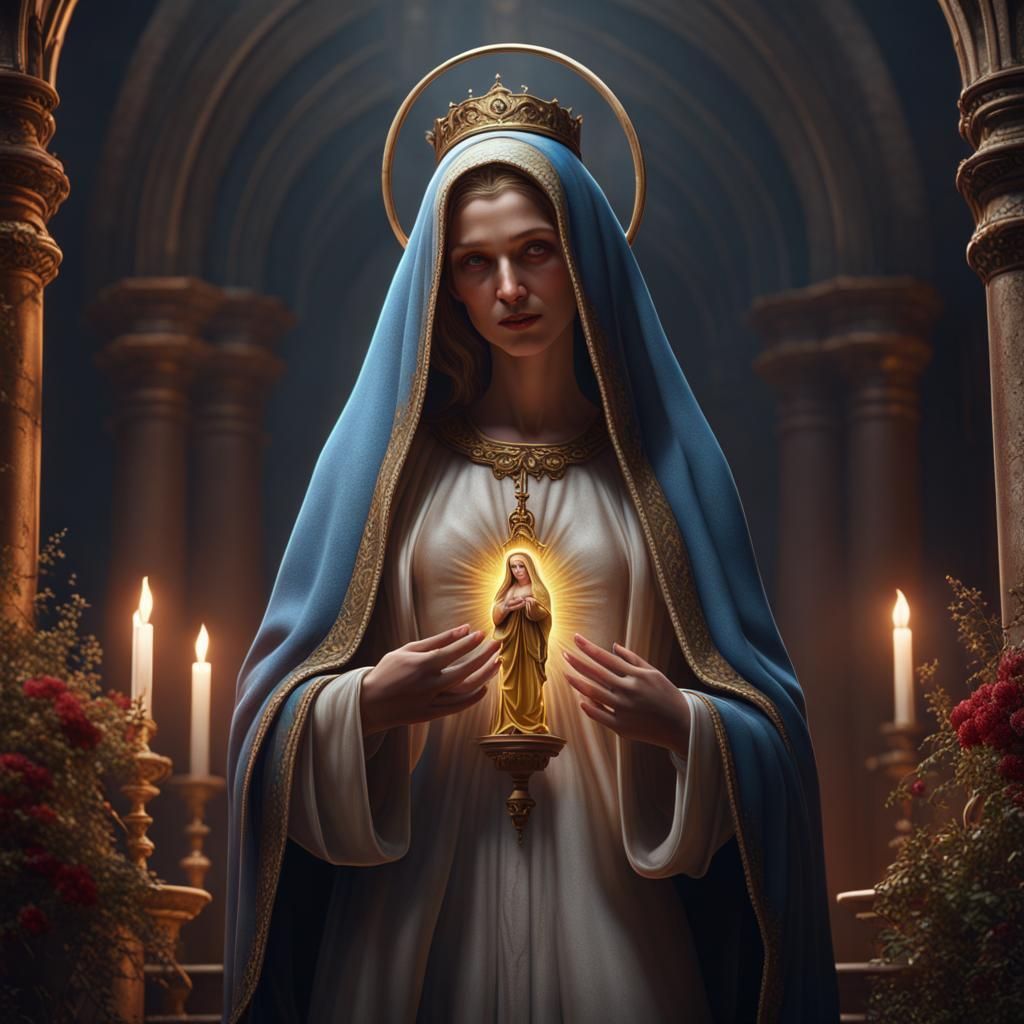Detailed Matte Painting of the Virgin Mary