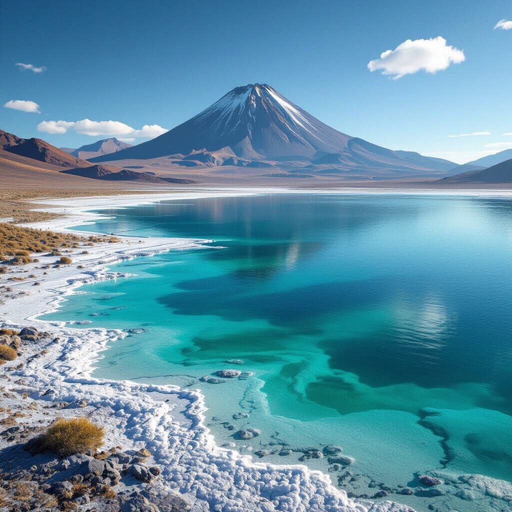 La Laguna Verde Bolivia With Licancabur Volcano