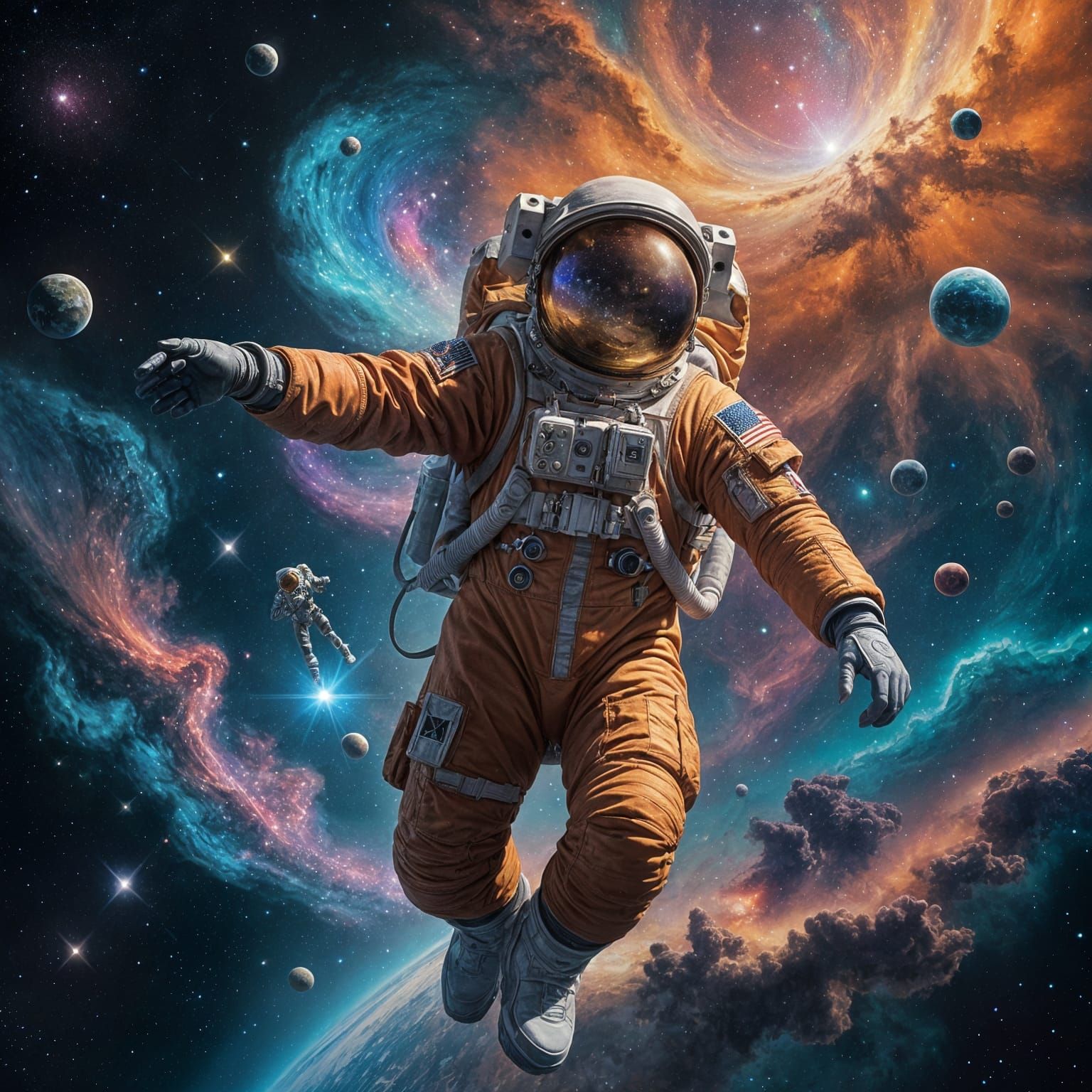Astronaut Among Stars: Hyperrealistic Digital Art