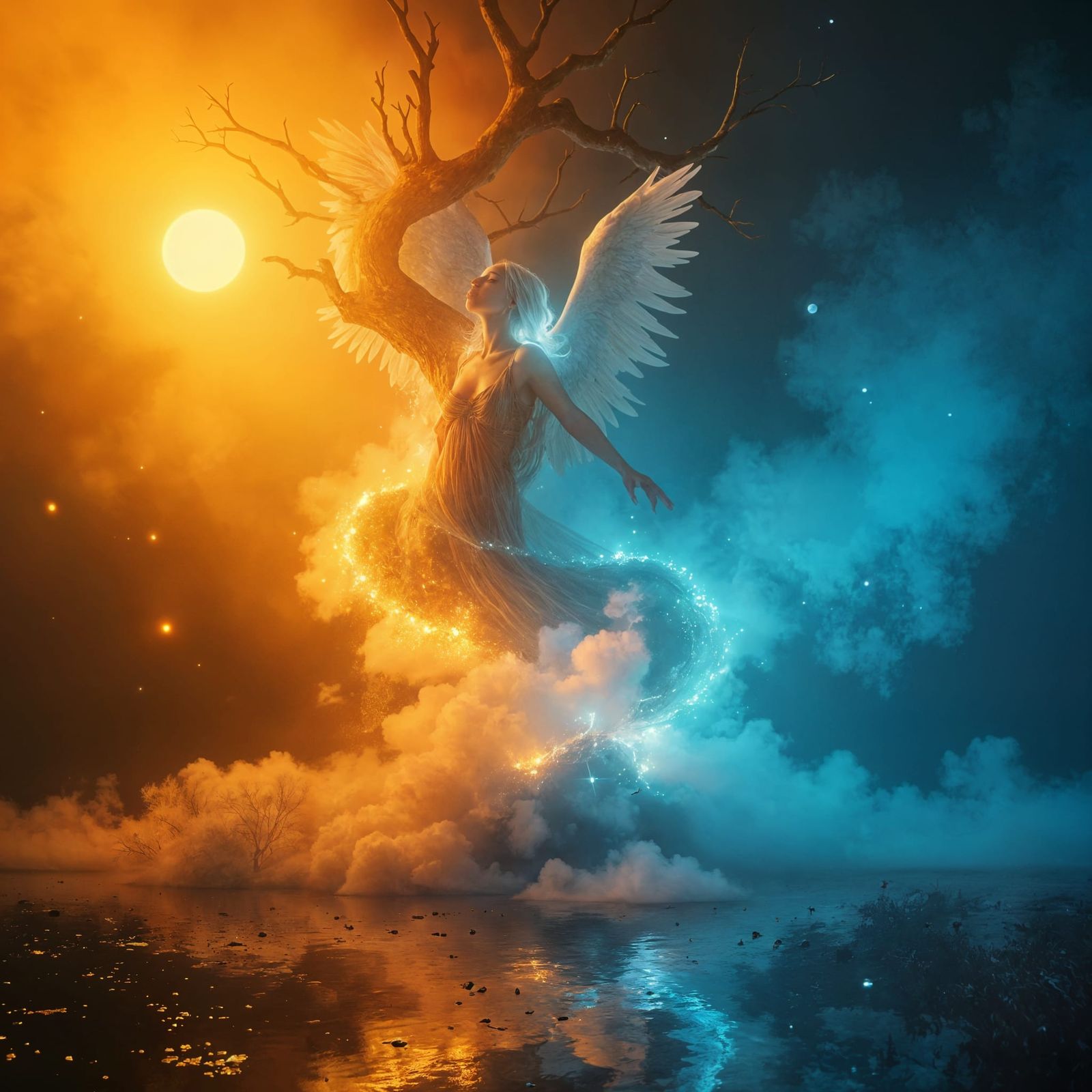 Surrealist Digital Art of Ethereal Being in Twilight Realm