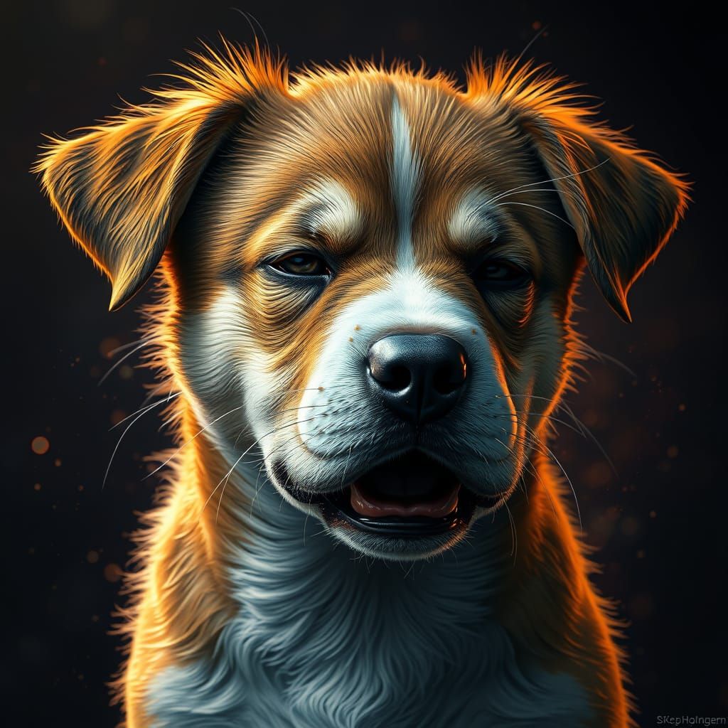 Ethereal Dog Puppy in Triadic Colors