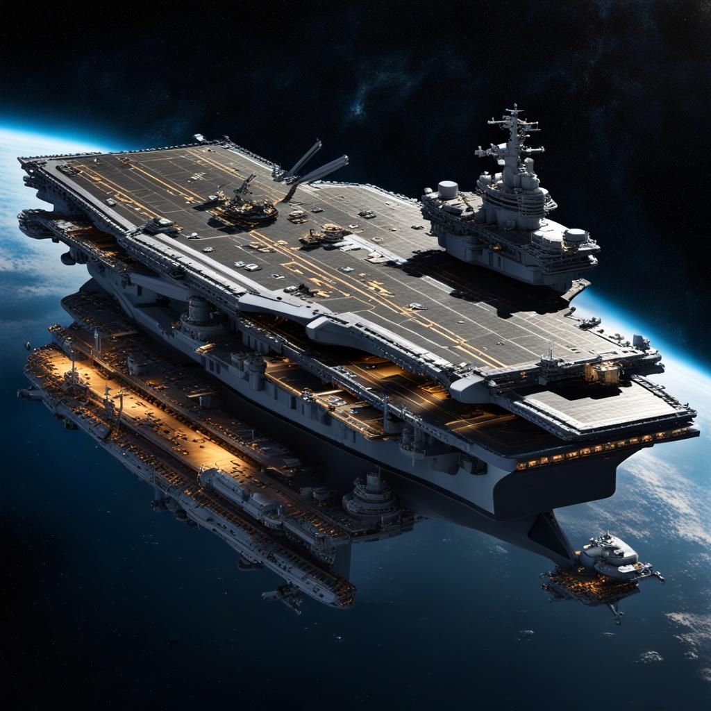 Steampunk Aircraft Carrier in Space: Isometric View