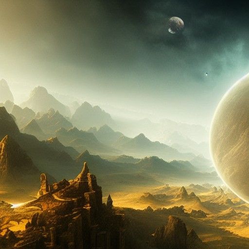 Detailed Half Moon Over Open Landscape