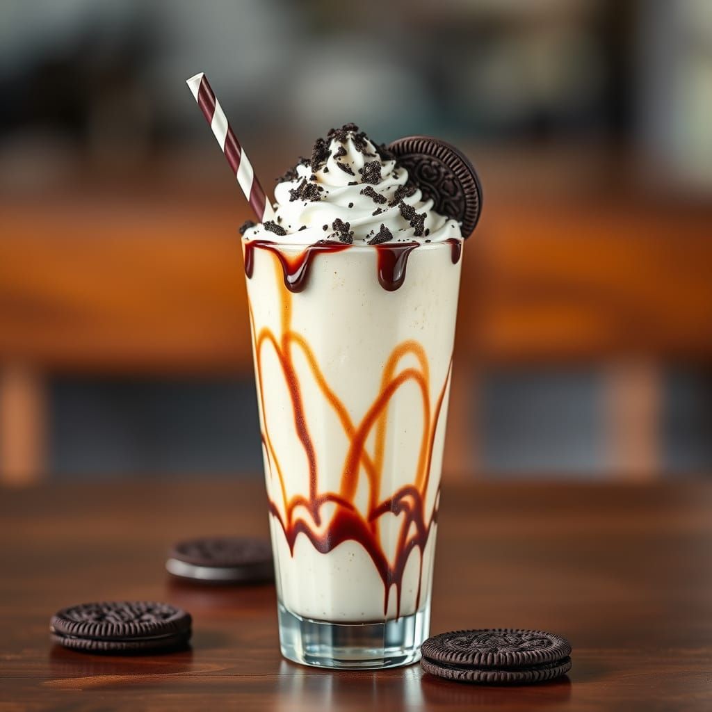 Creamy Oreo Milkshake in Photorealistic Style