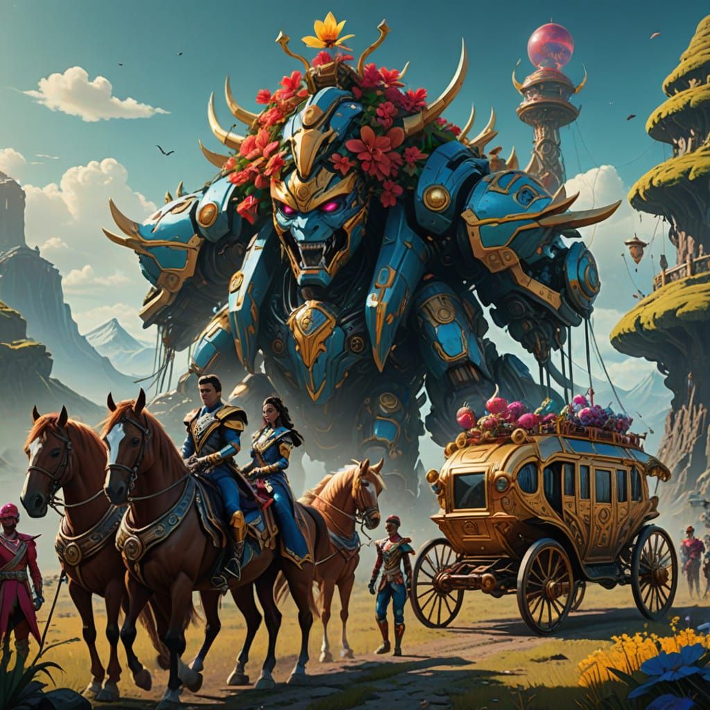 Noblewoman Arent and Majestic Power Rangers Entourage in Exo...