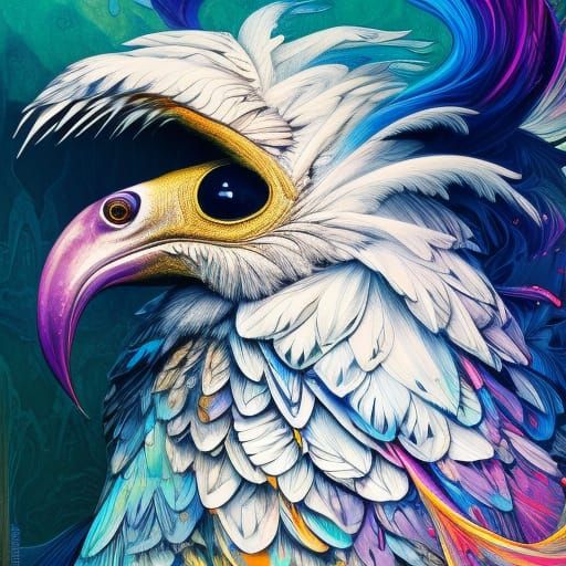 Hyperrealistic Multicolor Lovebird Portrait in Gouache