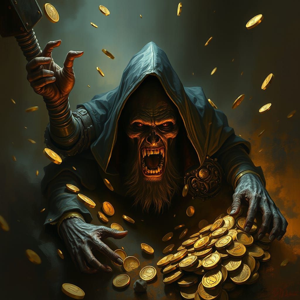 Figure Consumed by Greed: Digital Painting