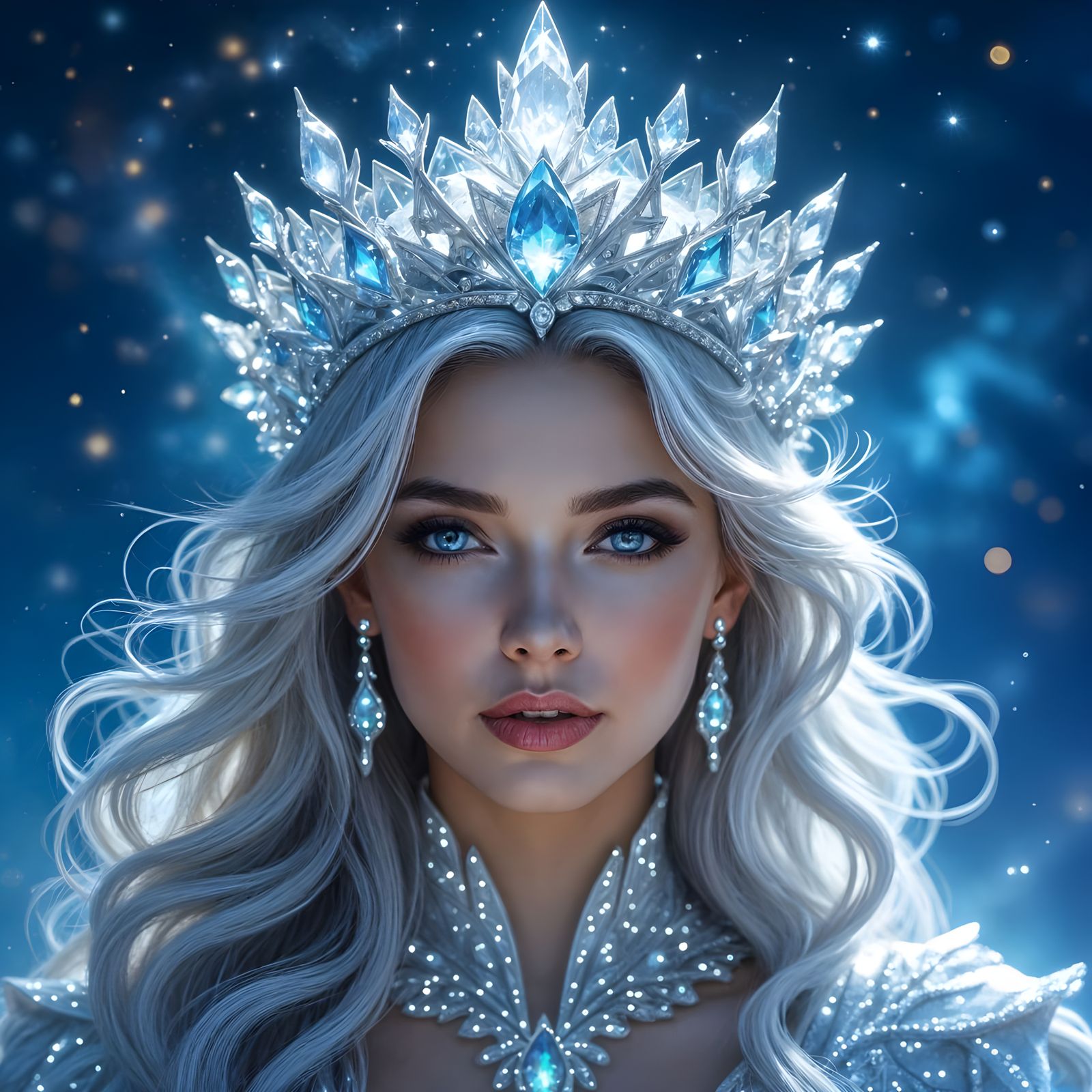 Celestial Queen of Galaxies in Ethereal Digital Painting