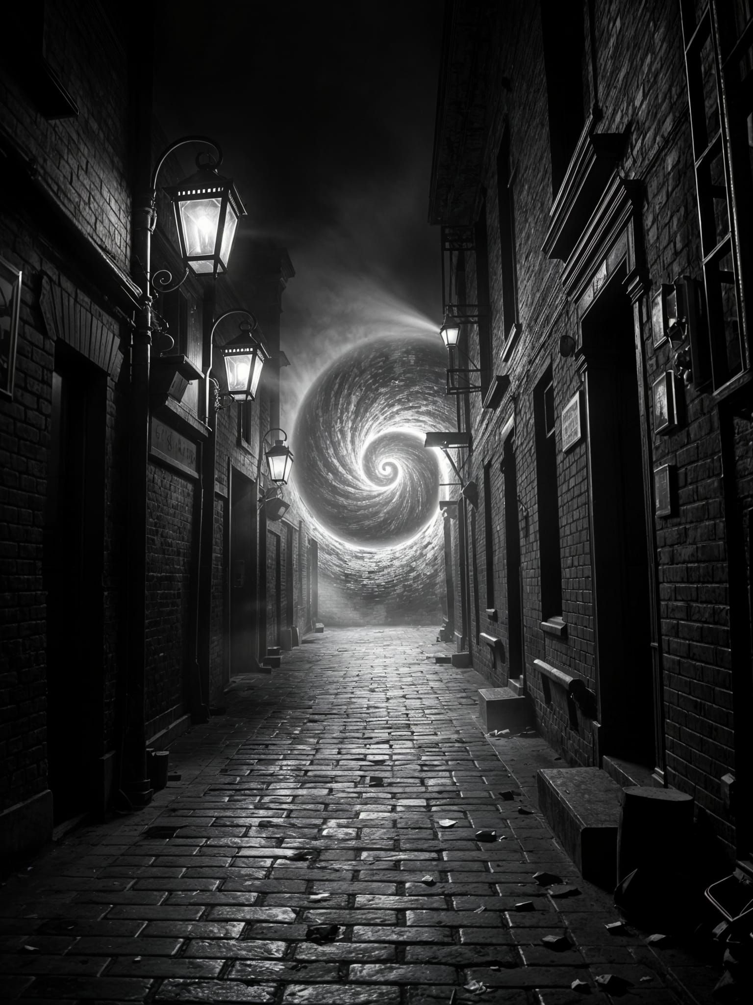 Ominous Alley in China Town, Black and White Photography