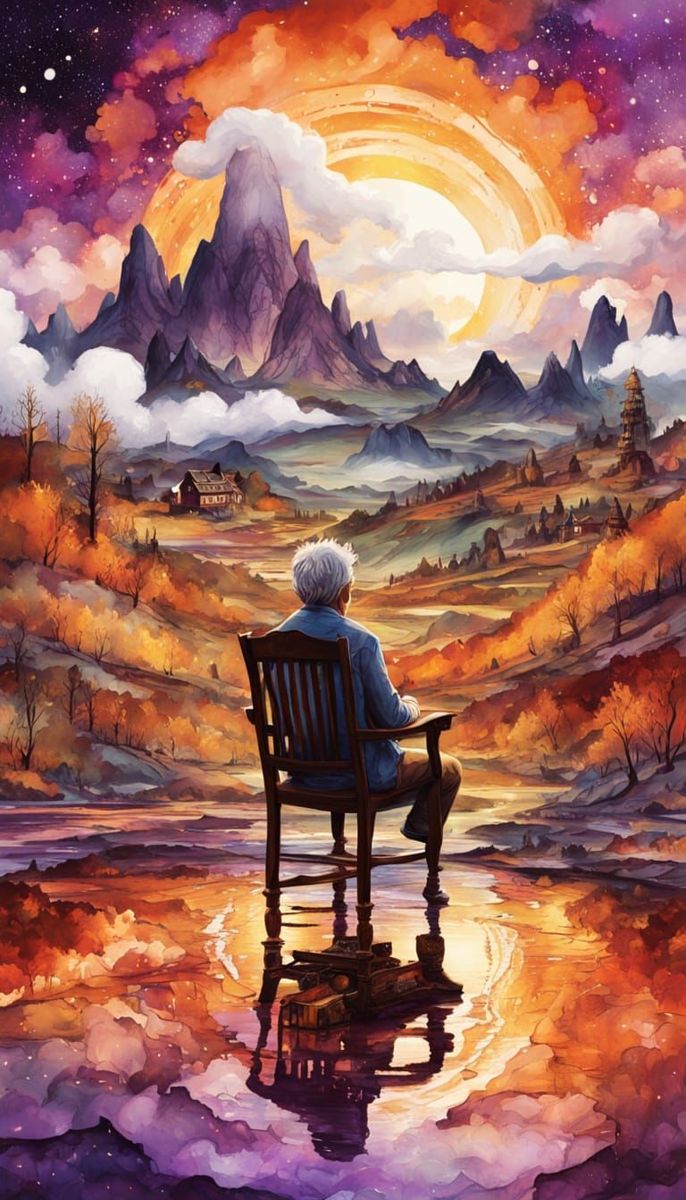 Dreaming Boy: Alcohol Ink and Watercolor Landscape