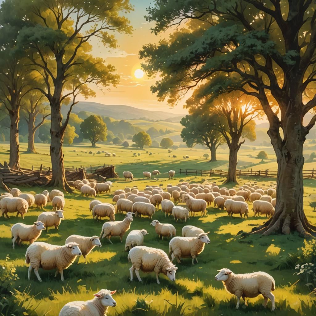 Golden Hour Rural Landscape Concept Art