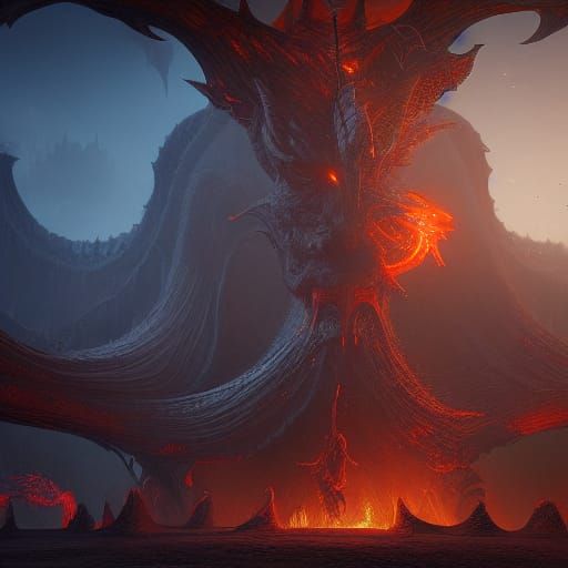 Fantastical Demon in Detailed Matte Painting