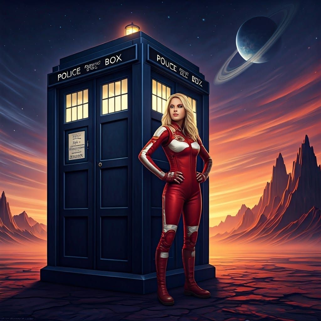 Ruby Sunday and TARDIS on Alien Planet
