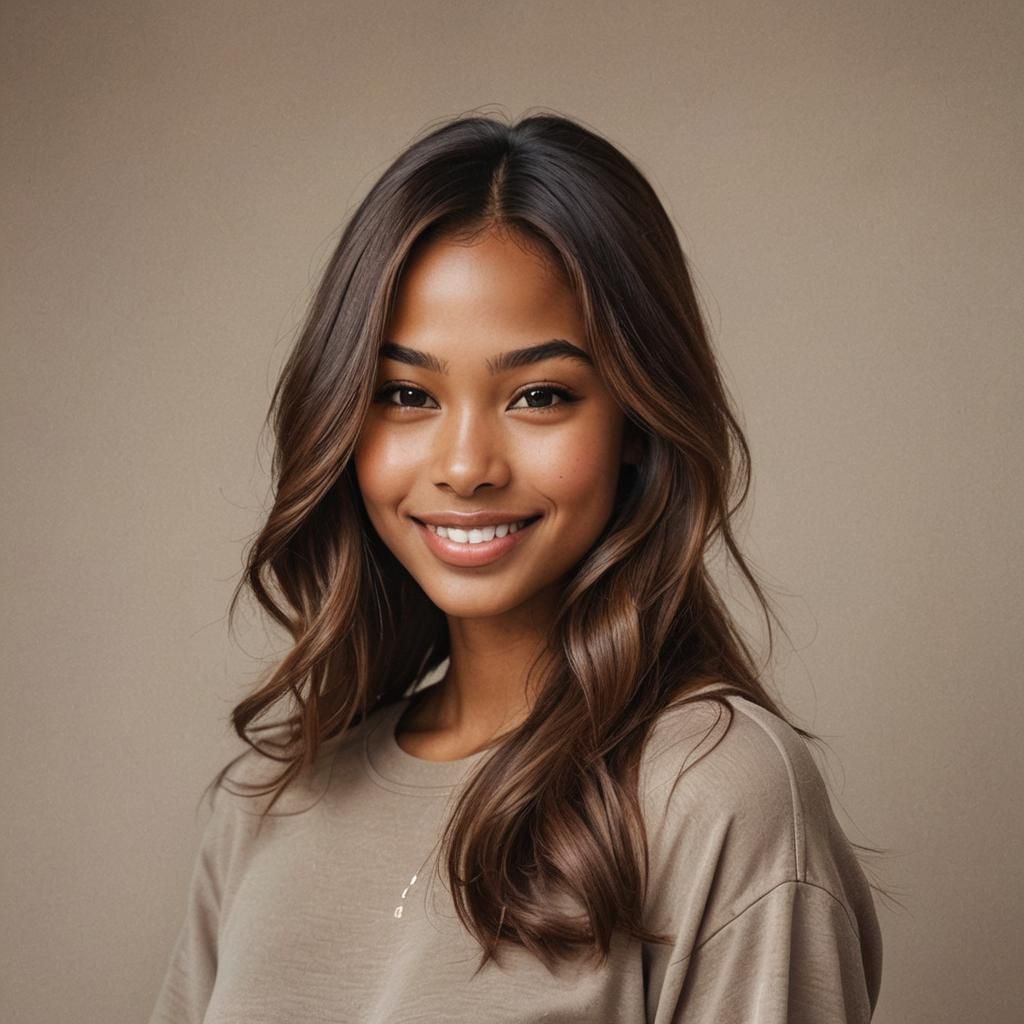 Beautiful Brown-Skinned Woman Portrait with Brown Eyes