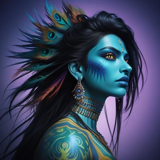 Indian Goddess Kali in Vibrant Graffiti Art