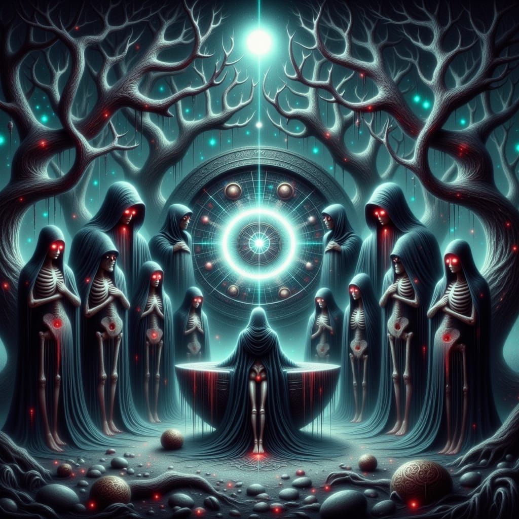 Mystical Black Zodiac in Dark Impasto Style