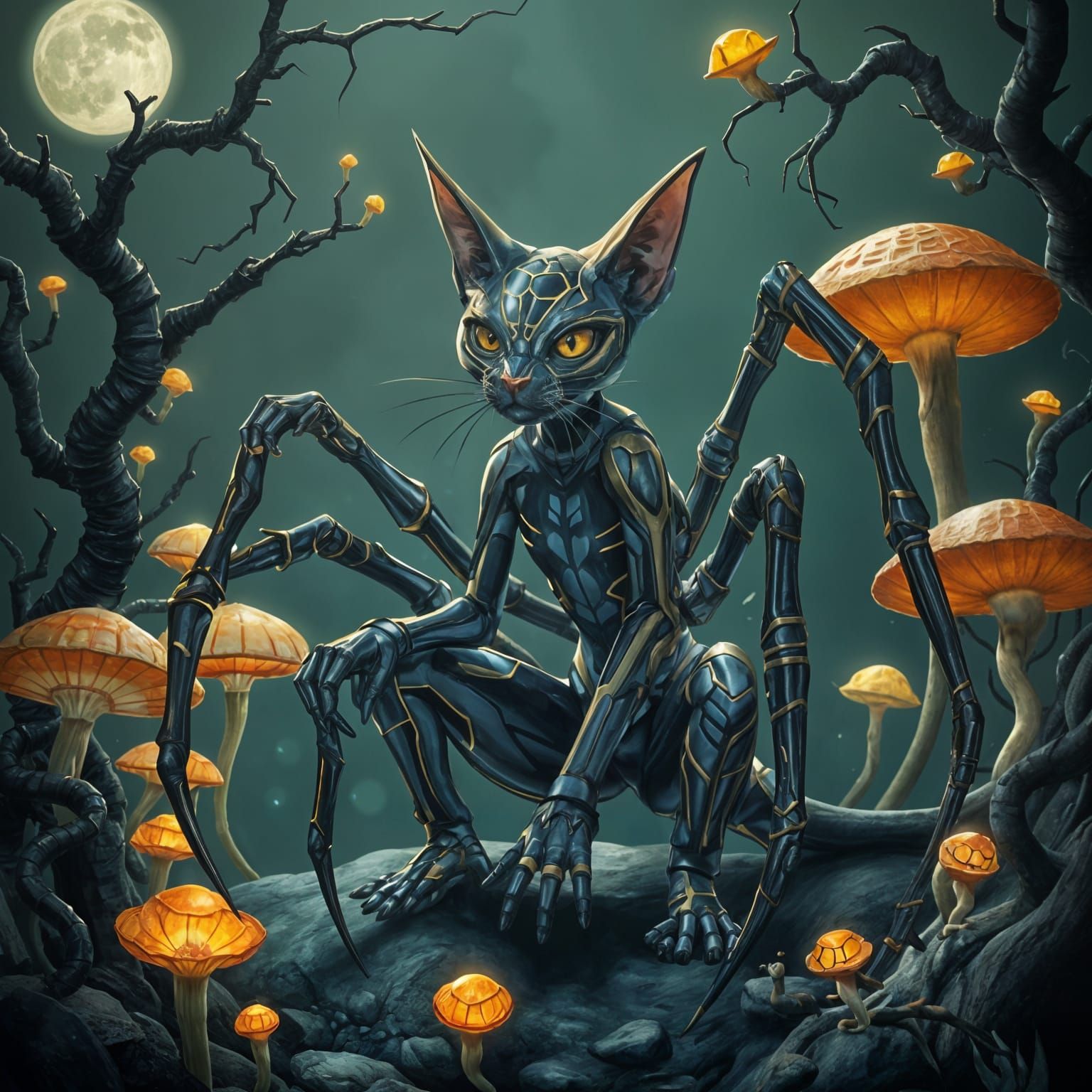 Spider Human Cat Hybrid Creature