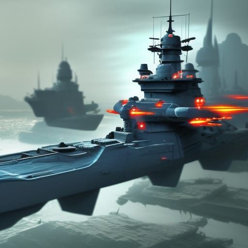 Battleship Takes Flight: Detailed Matte Painting