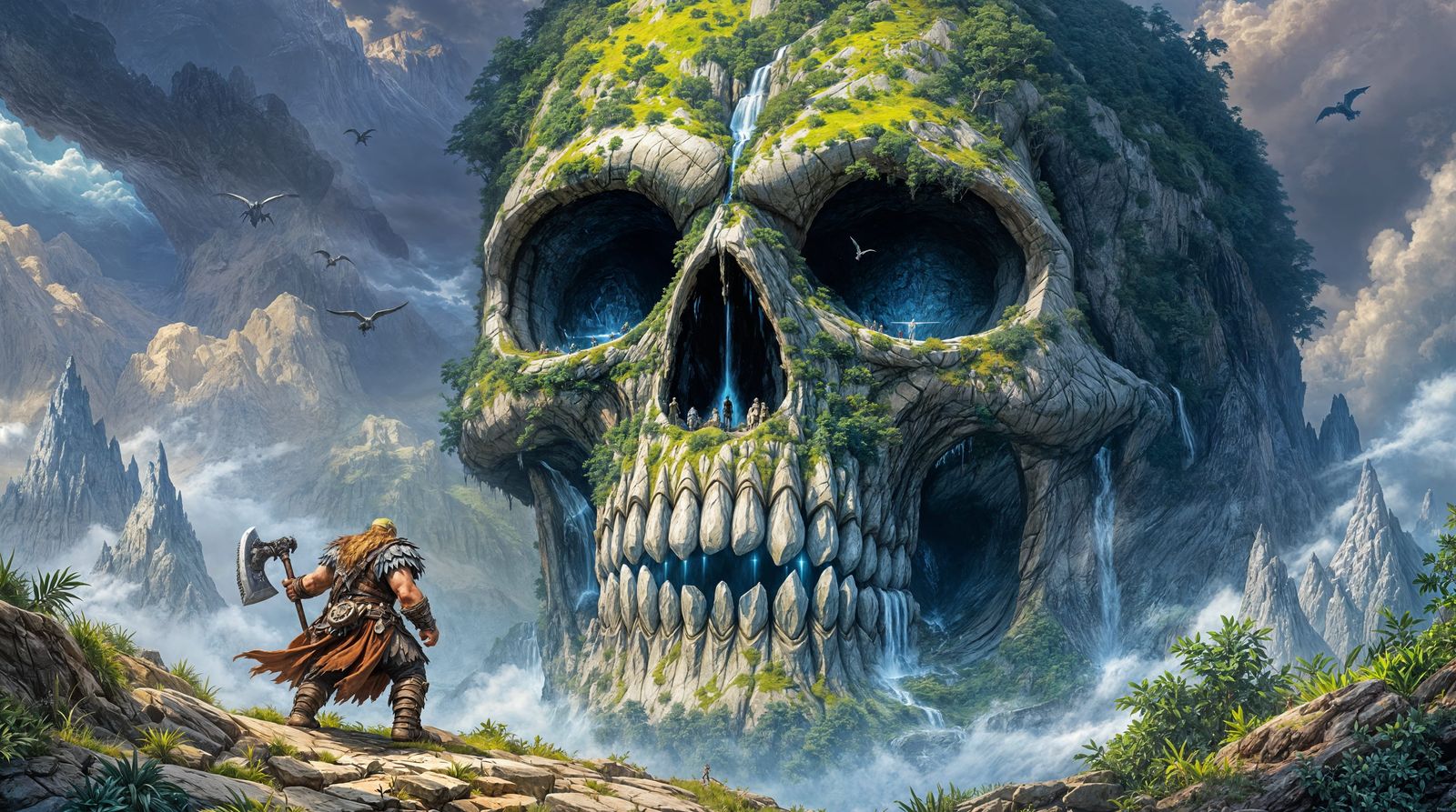 Barbarian at the Skull Mountain Castle Entrance