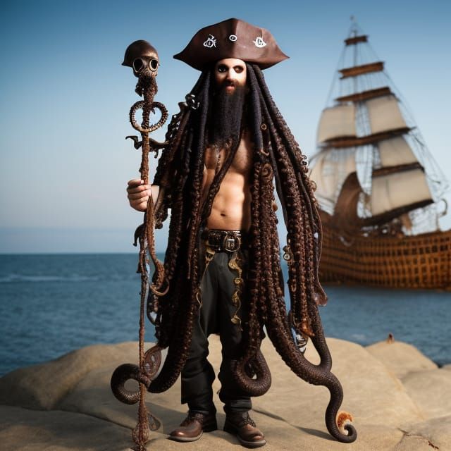 Octopus Alien Pirate Steampunk on Ship