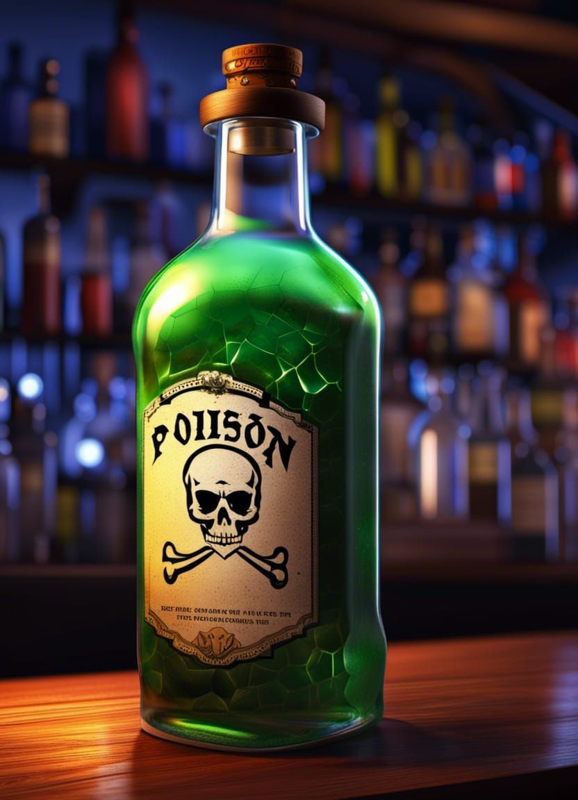 Poison Bottle at a Bar with Realistic Lighting